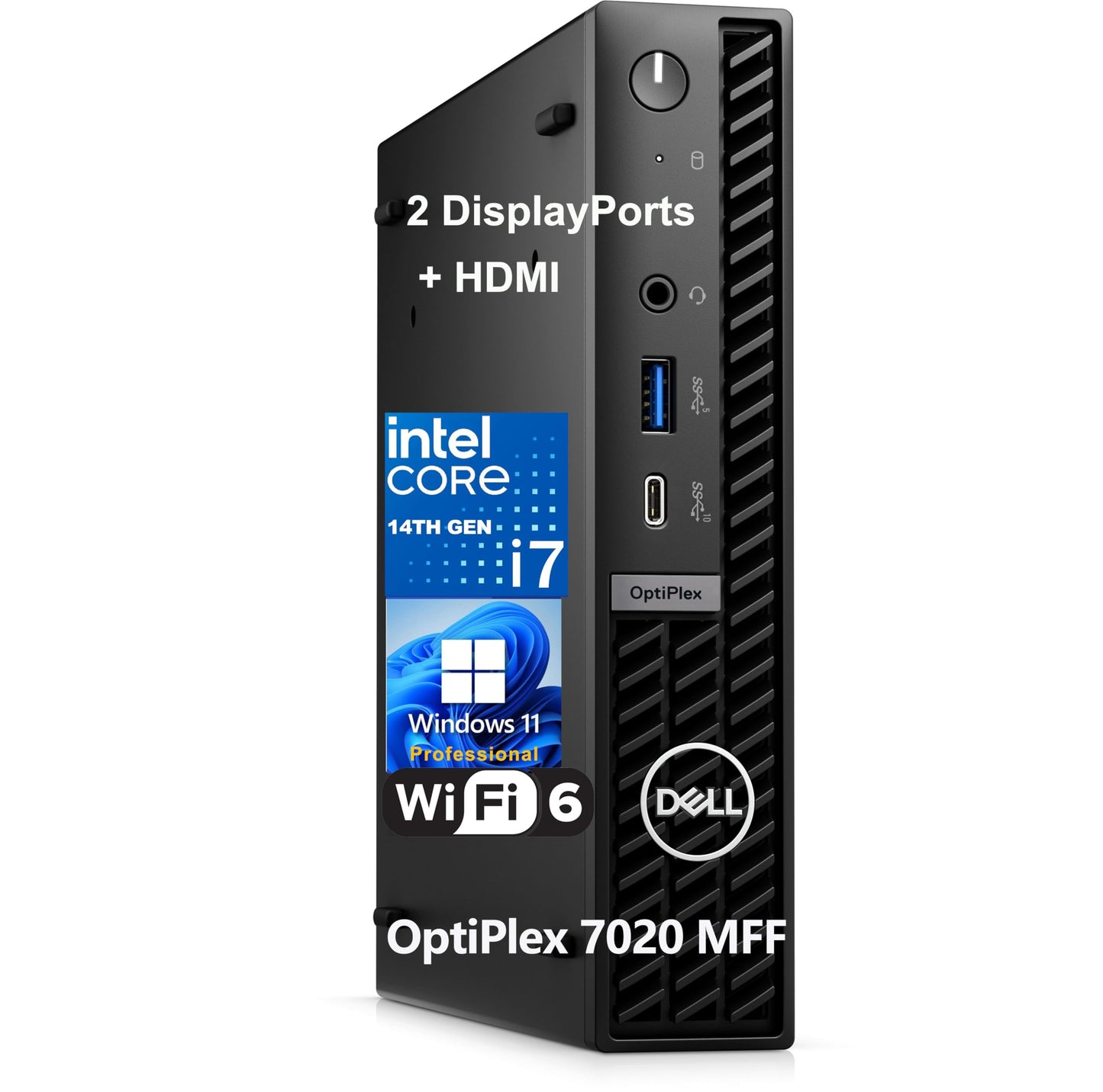Dell OptiPlex 7020 MFF 7000 Micro Form Factor Mini Business Desktop Computer, 14th Gen Intel 20-Core i7-14700T up to 5.2GHz, 16GB DDR5 RAM, 512GB PCIe SSD, WiFi 6, DisplayPort, HDMI, Windows 11 Pro