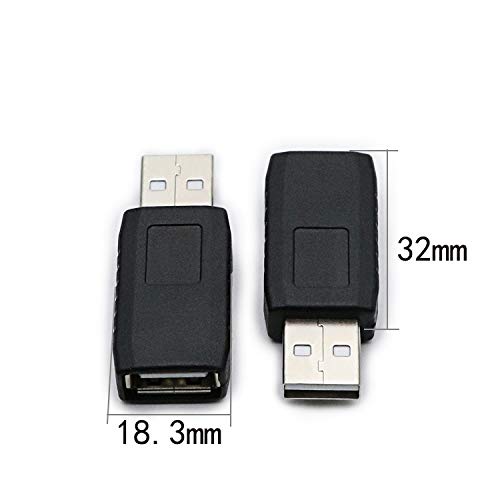 2 Pack USB 2.0 AF/AM Adapter Type A Female to USB A Male Adapter Connector Converter Plug