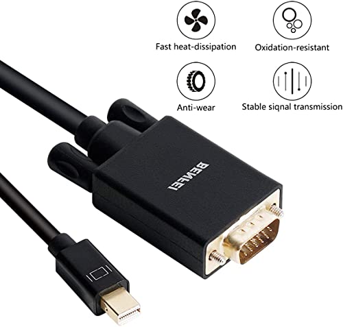Mini DisplayPort to VGA Cable, Benfei Mini DisplayPort to VGA 6 Feet Cable (Thunderbolt 2 Compatible) with MacBook Air/Pro, Surface Pro/Dock, Monitor, Projector