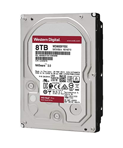 Western Digital 8TB WD Red Pro NAS Internal Hard Drive HDD - 7200 RPM, SATA 6 Gb/s, CMR, 256 MB Cache, 3.5" - WD8003FFBX