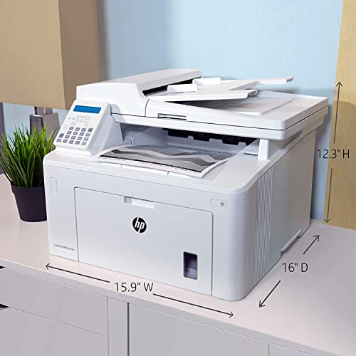HP Laserjet Pro MFP M227fdn All-in-One Laser Printer with Print Security, Print Scan Copy Fax, Auto Duplex Printing, 250-sheet Input Tray, 35-Sheet ADF, 2-line LCD, White-Bundle with Printer Cable