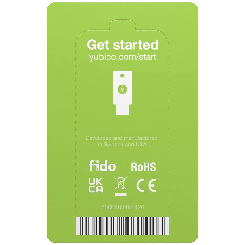 Yubico Security Key, YubiKey 5, NFC Login, U2F, FIDO2, USB-A Ports, Dual Verification, Heavy Duty, Shock Resistant, Waterproof