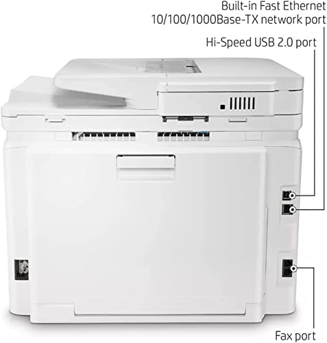 HP Laserjet Pro MFP M283cdw Wireless All-in-One Color Laser Printer, Mobile Print&Scan&Copy&Fax, Duplex Print, 22ppm, 2.7" Touchscreen, Wi-Fi, Compatible with Alexa(7KW73A), Lanbertent Printer Cable