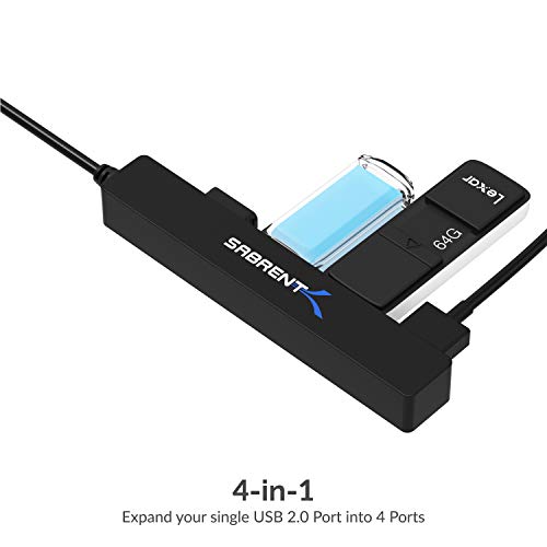 SABRENT 4 Port Portable USB 2.0 Hub (9.5" Cable) for Ultra Book, MacBook Air, Windows 8 Tablet PC (HB-MCRM)