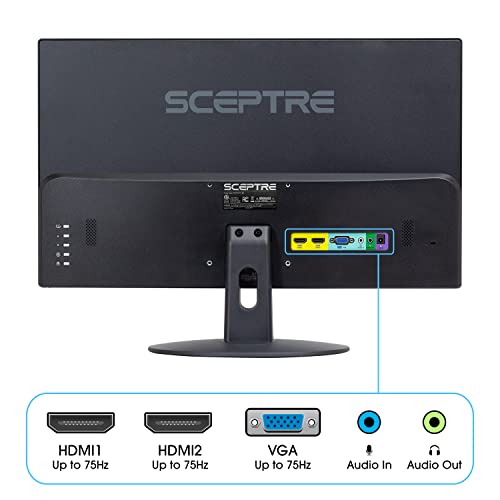 Sceptre 24" Professional Thin 75Hz 1080p LED Monitor 2x HDMI VGA Build-in Speakers, Machine Black (E248W-19203R Series)