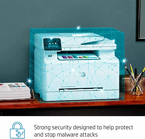 HP Laserjet Pro MFP M283cdw Wireless All-in-One Color Laser Printer, Mobile Print&Scan&Copy&Fax, Duplex Print, 22ppm, 2.7" Touchscreen, Wi-Fi, Compatible with Alexa(7KW73A), Lanbertent Printer Cable