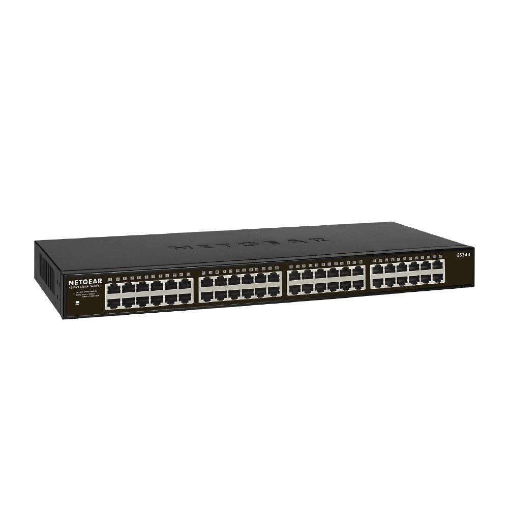 NETGEAR 48-Port Gigabit Ethernet Unmanaged Essentials Switch (GS348) - Desktop or Rackmount, Silent Operation