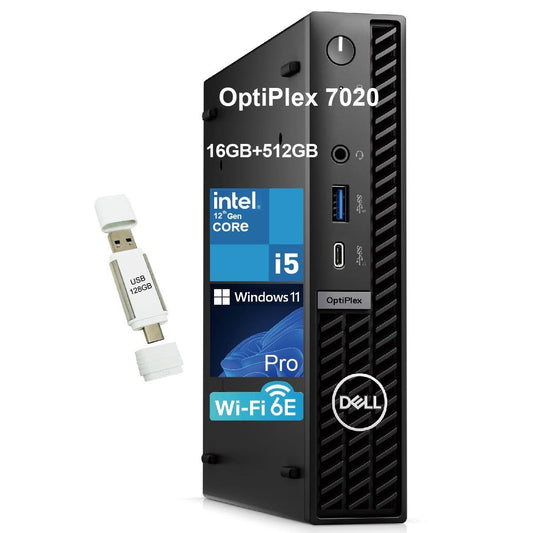 Dell OptiPlex 7020 7000 MFF Intel i5-12500T (Beats Intel i7-11700T), 16GB DDR5 RAM, 512GB NVMe SSD, WiFi 6E, DisplayPort, Wired KB & Mouse,w/USB3.1 128GB, Windows 11Pro, Business Desktop