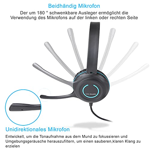 Cyber Acoustics Stereo USB Headset (AC-5008A), in-line Controls for Volume & Mic Mute, Adjustable Mic Boom for PC & Mac, Perfect for Classroom or Home