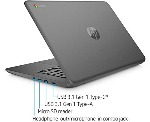 Newest HP 14-inch Chromebook Touchscreen Laptop, Intel Celeron N3350, 4GB RAM, 32GB eMMC SSD, Intel UHD Graphics, Chrome OS, Upto 10hrs Battery Life (Bundle with 128GB MicroSD Card & Sleeve)
