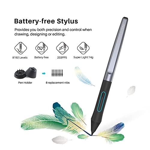 HUION Inspiroy H640P Graphics Drawing Tablet with Battery-Free Stylus 8192 Pressure Sensitivity 6 Customized Hot Keys, Digital Pen Tablet for Linux, Mac, Windows PC and Android
