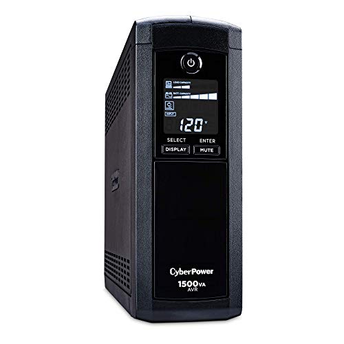 CyberPower CP1500AVRLCD Intelligent LCD UPS System, 1500VA/900W, 12 Outlets, AVR, Mini-Tower